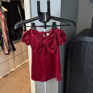 Toddler Velvet Bow Front Top